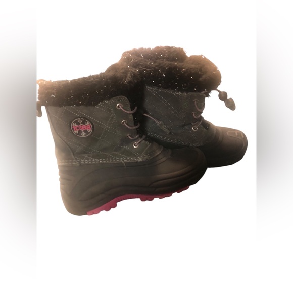 Girl’s Totes Winter Waterproof Snow Boots Size 3 With Gray Suede Upper - Picture 3 of 9
